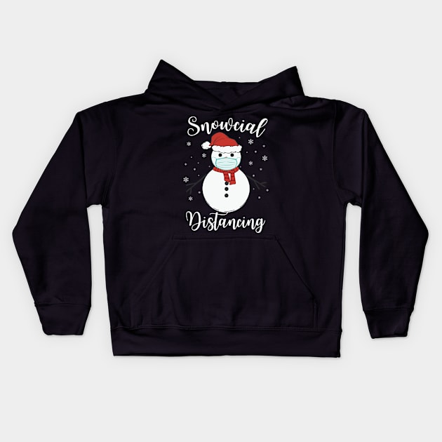 Snowcial Distancing Funny Christmas 2020 Social Distancing Pun Kids Hoodie by GiftTrend